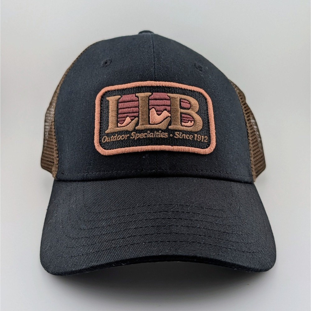 L.L. Bean Motif Trucker Hat Snapback Midnight Black Lab Logo Patch Cap